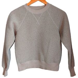 EVERLANE The ReNew Teddy Oversized Cream Crewneck Sweatshirt Size XXS